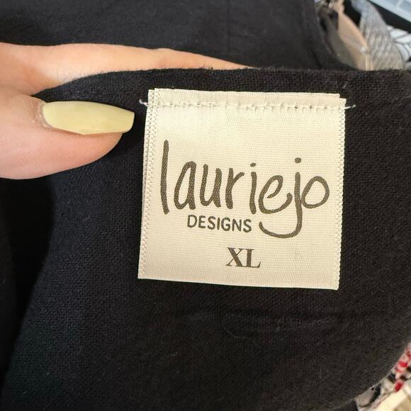 Lauriejo handmade women’s so. XL black tunic floral, boho feminine #3634 - Picture 6 of 6